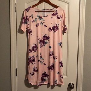 Wollsolo Women's Floral Print Short Sleeve A-Line